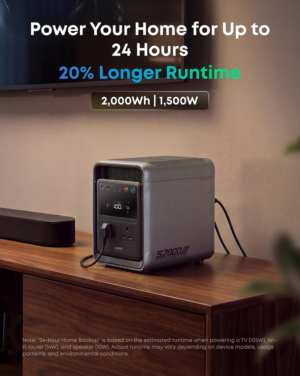 Anker SOLIX S2000, 2010Wh 1500W Power Station, 10ms UPS, Home Backup